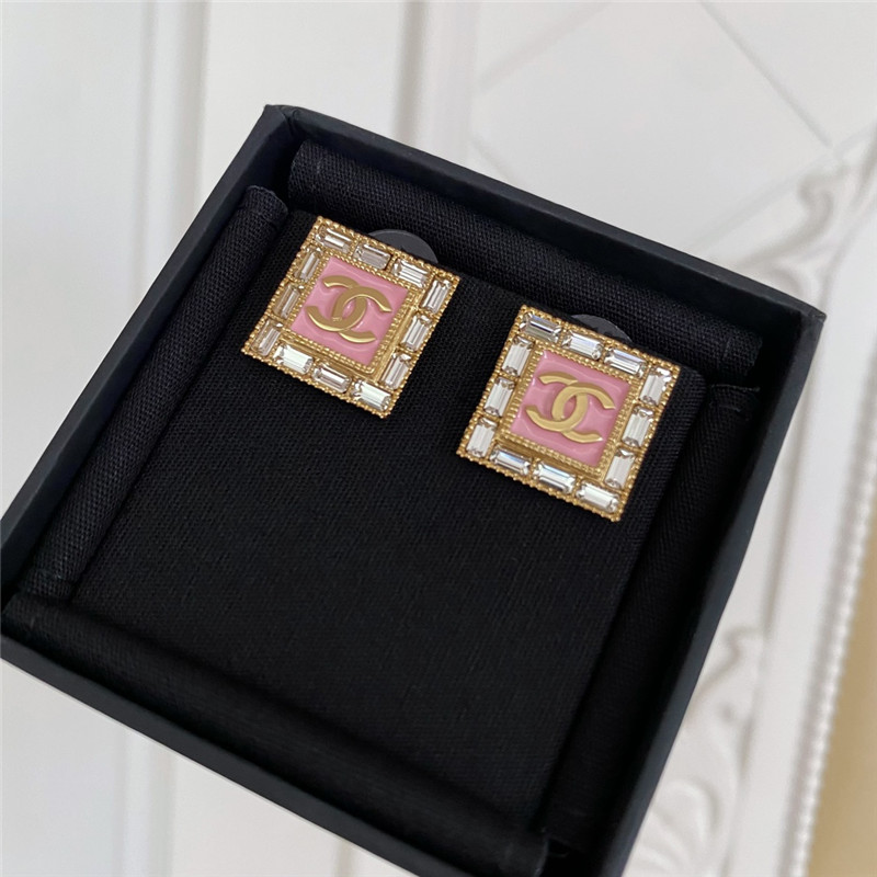 Ch**el pink square earrings