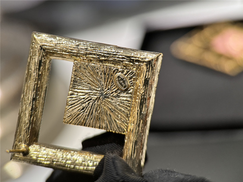 Ch**el double c medieval square stud earrings