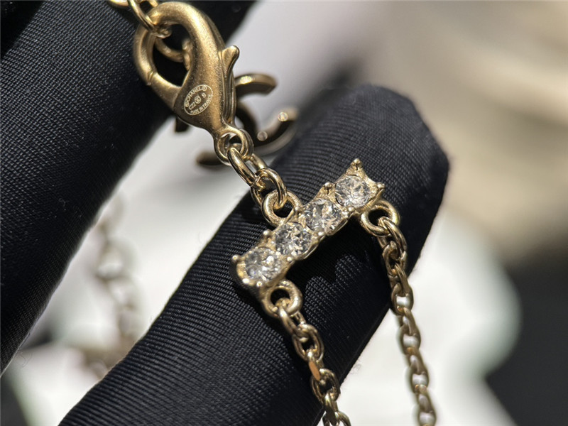 Ch**el rhinestone drop pearl necklace