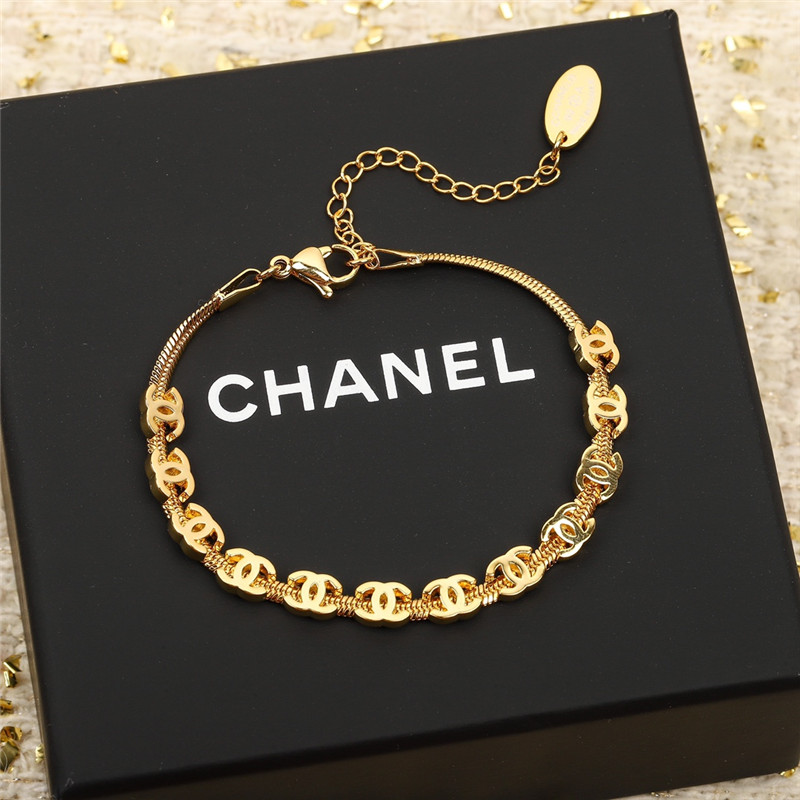 Ch**el gold c snake bone chain bracelet