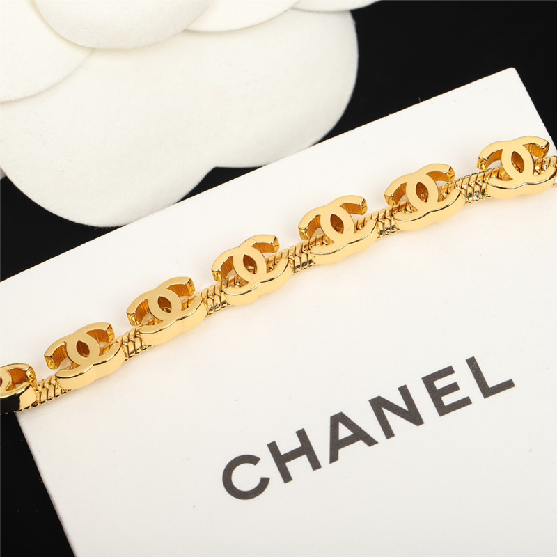 Ch**el gold c snake bone chain bracelet