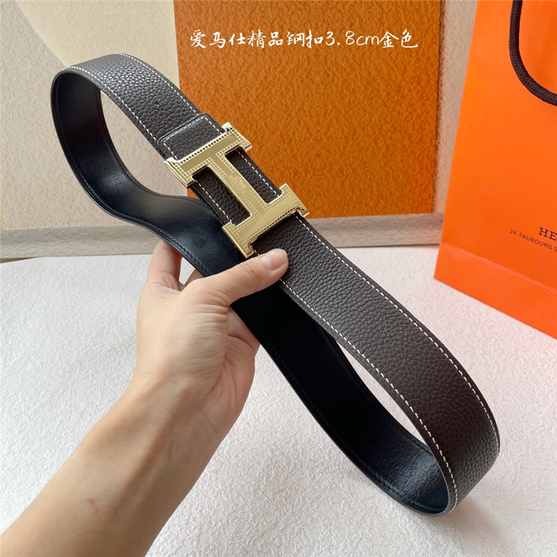 H**me5 pebbled cow leather with plain bottom belt