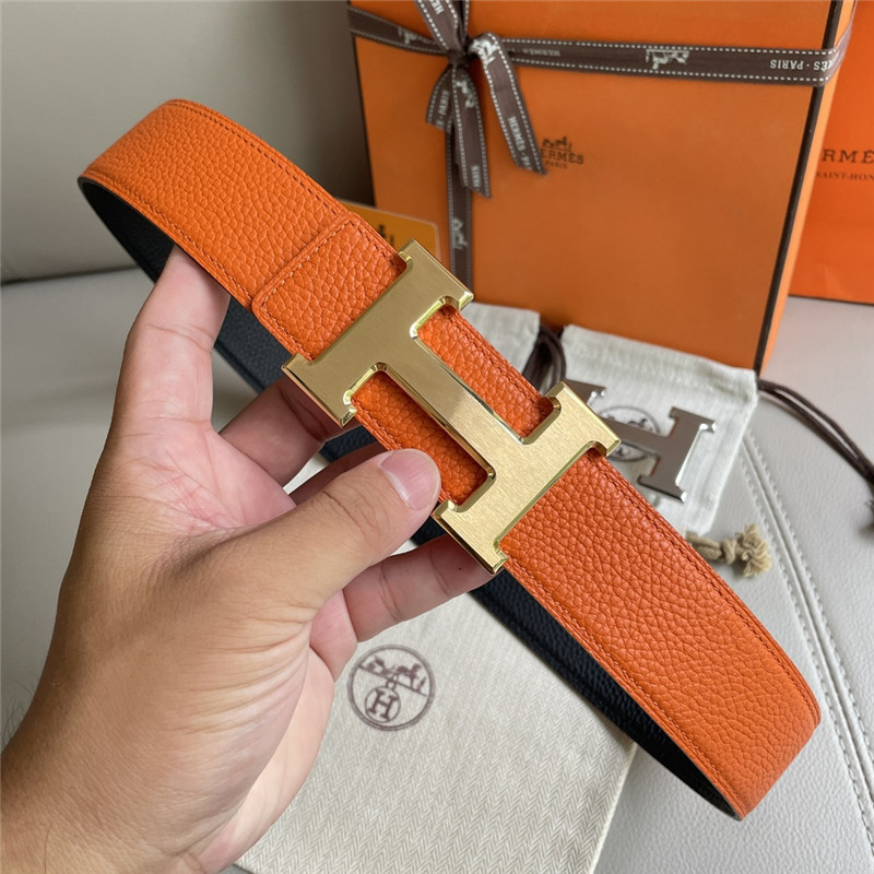 H**me5 pebbled cow leather with plain bottom belt