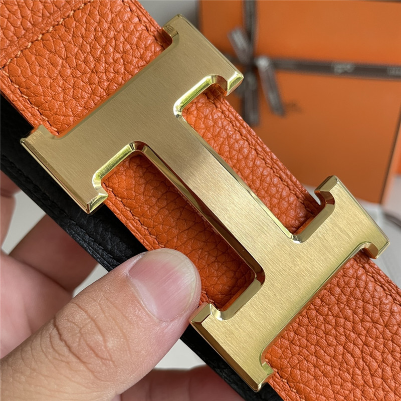 H**me5 pebbled cow leather with plain bottom belt