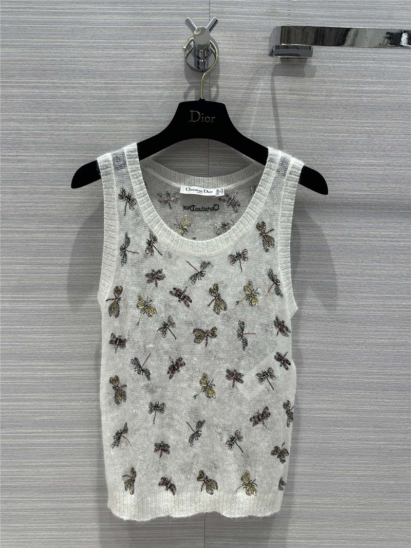 D10r mohair embroidered knitted vest small inner layer