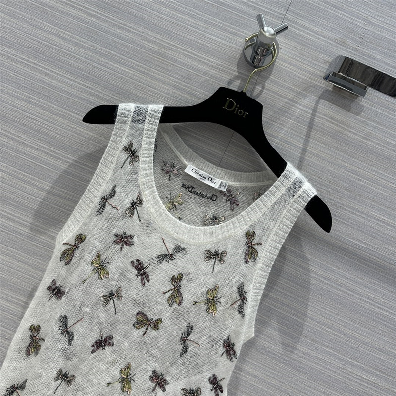 D10r mohair embroidered knitted vest small inner layer