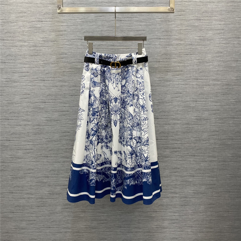 D10r printed long hem skirt replica d&g clothing