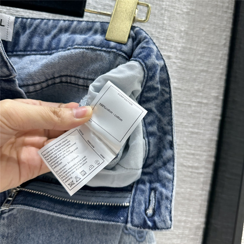 Ch**el hollow embroidered denim shorts replica clothes