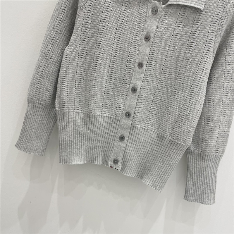 Thom Browne Short Knitted Cardigan in Grey