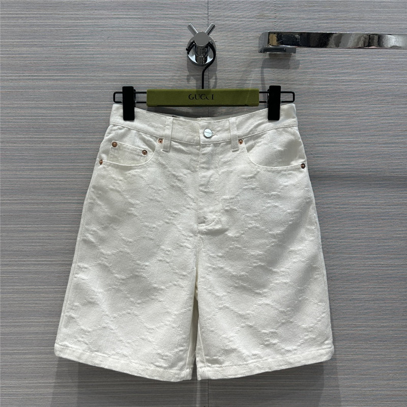 Gvc*1 jacquard white denim shorts replica designer clothes