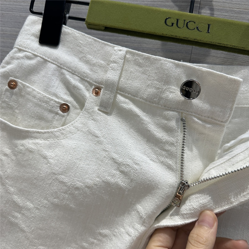 Gvc*1 jacquard white denim shorts replica designer clothes