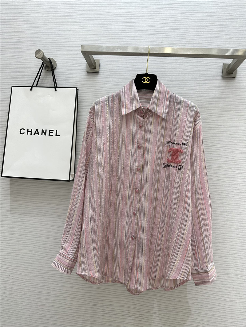 Ch**el cotton and linen striped shirt replica designer clothes