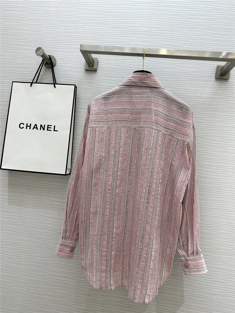 Ch**el cotton and linen striped shirt replica designer clothes
