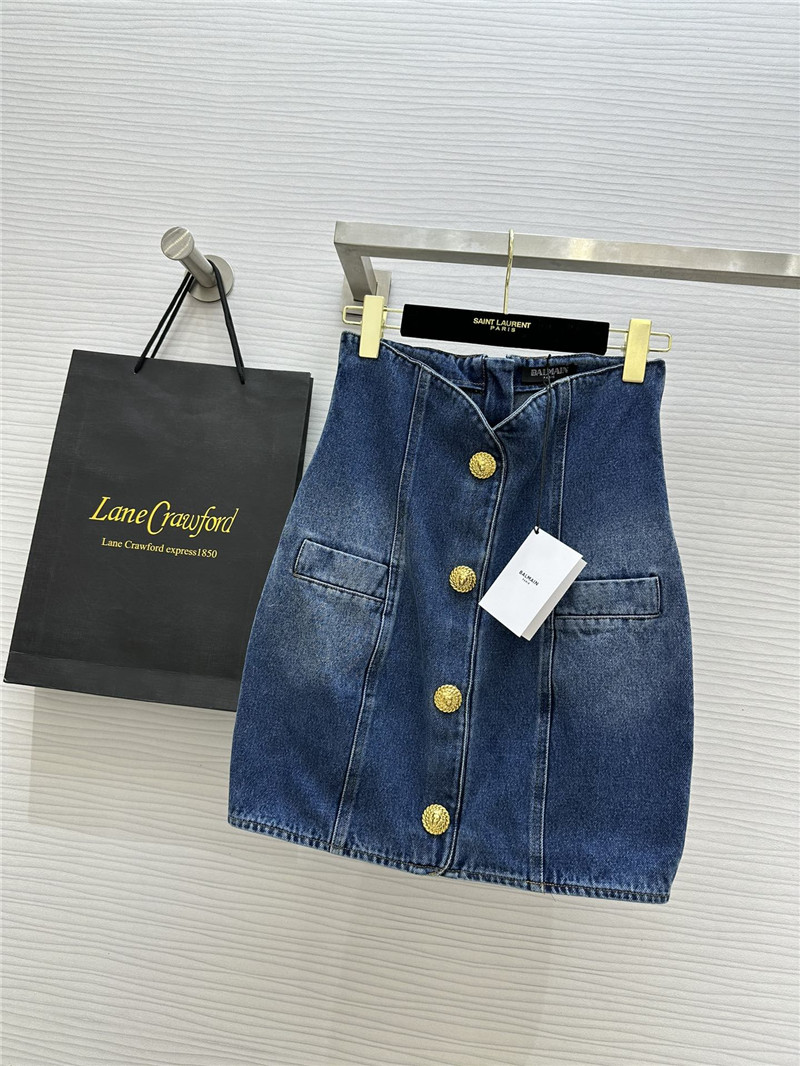 Balmain metal buckle element denim skirt replica clothes