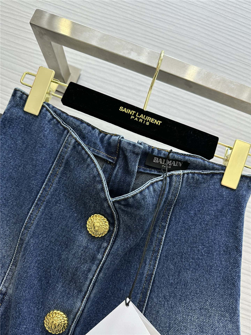 Balmain metal buckle element denim skirt replica clothes