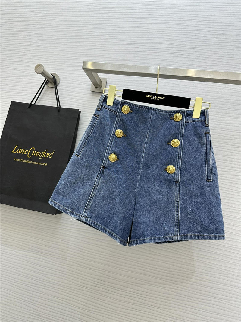 Balmain metal buckle denim shorts replica clothing