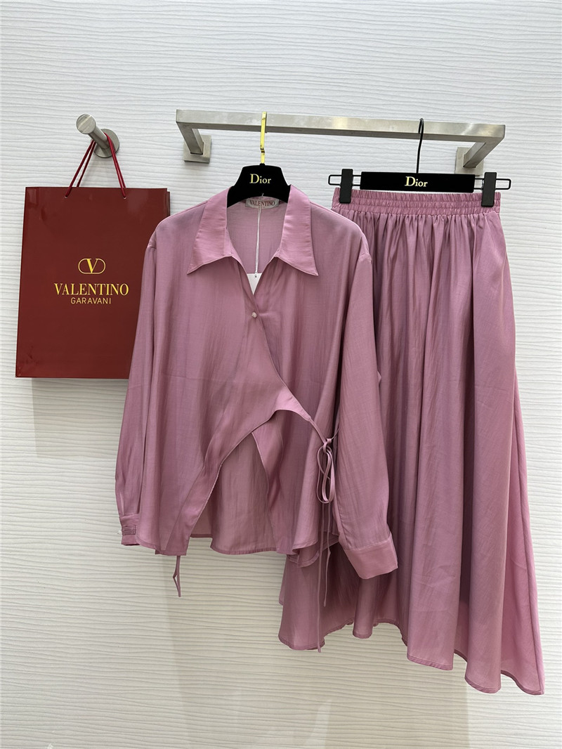 Va1e*ntin0 irregular strappy shirt + a hem skirt suit replica clothing