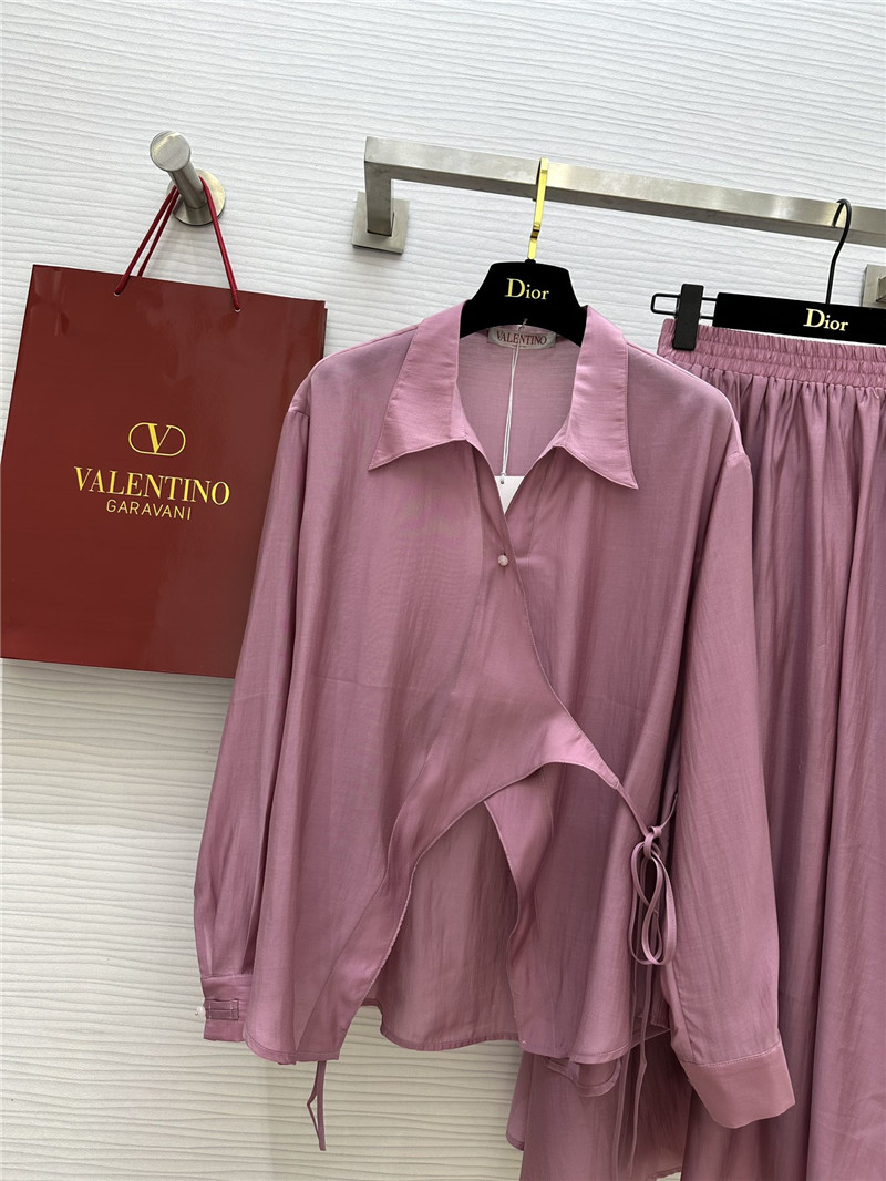 Va1e*ntin0 irregular strappy shirt + a hem skirt suit replica clothing