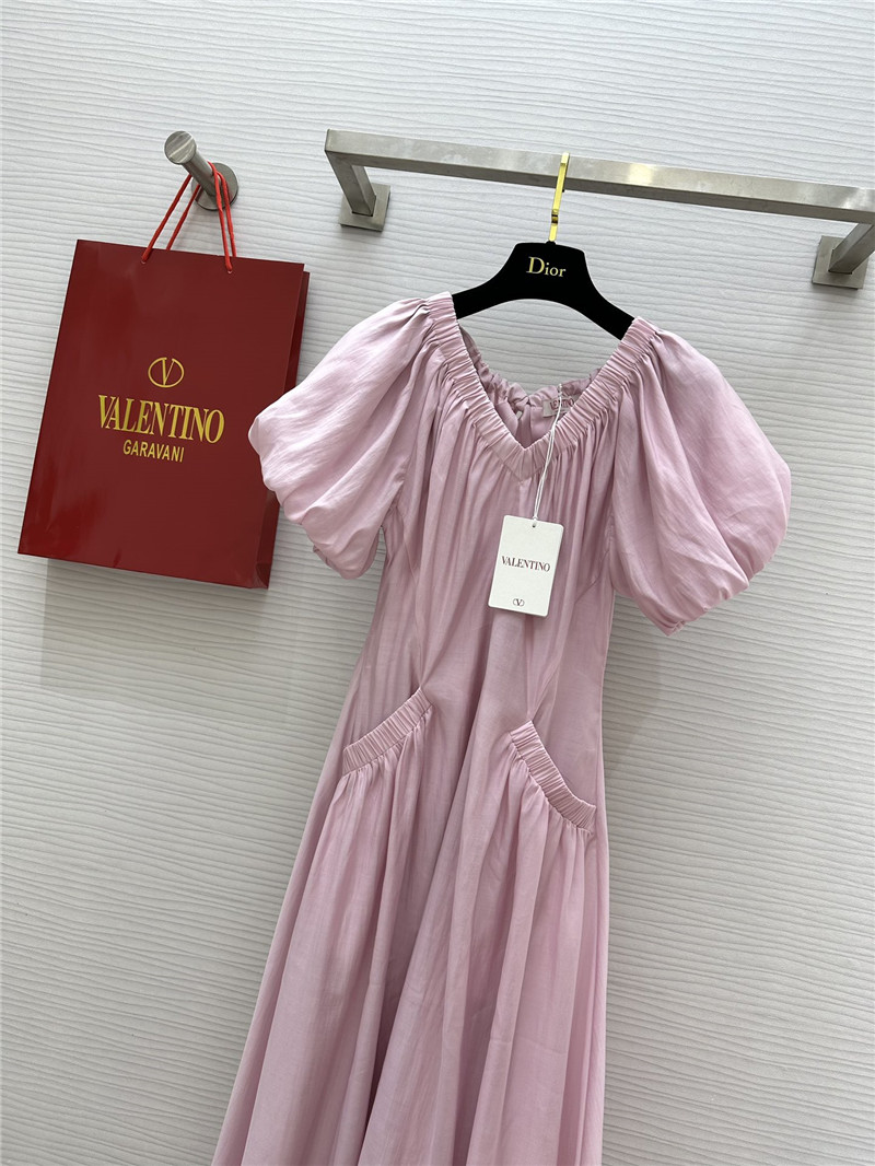 Va1e*ntin0 v-neck puff sleeve dress replica d&g clothing