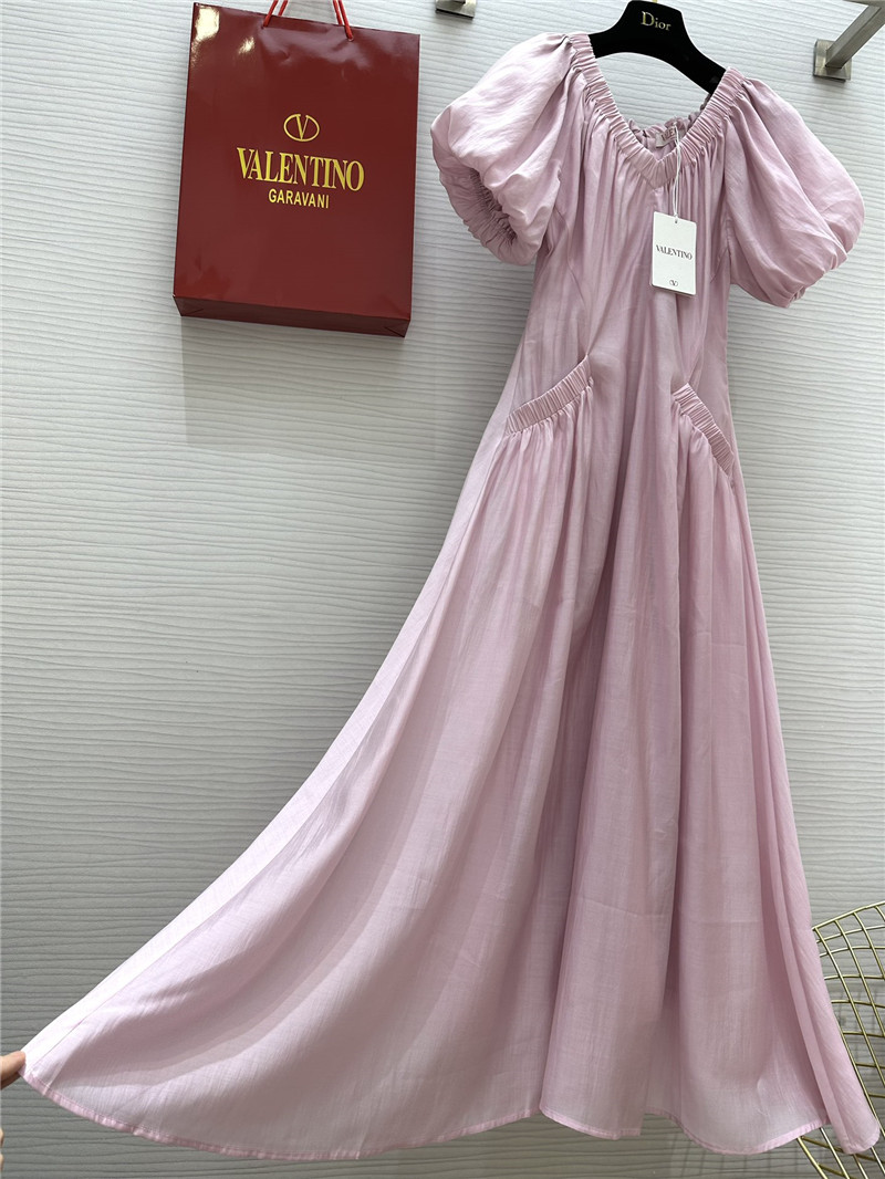 Va1e*ntin0 v-neck puff sleeve dress replica d&g clothing
