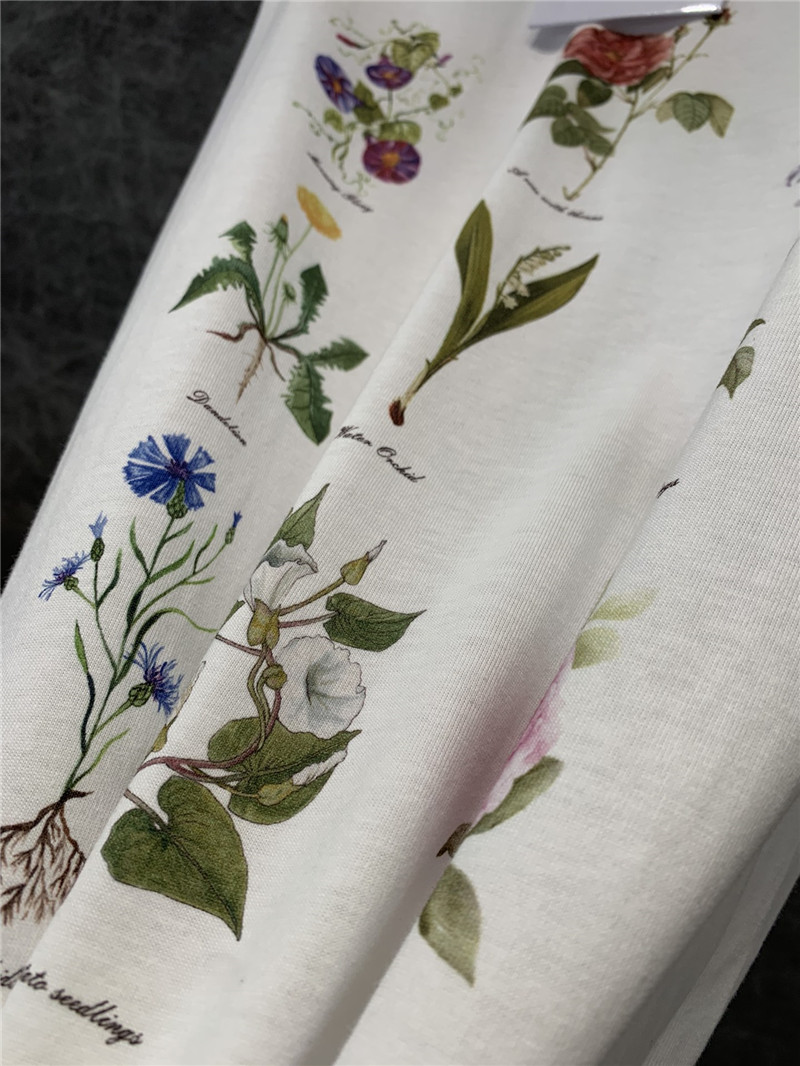 D10r botanical print round neck short-sleeved t-shirt replica clothing