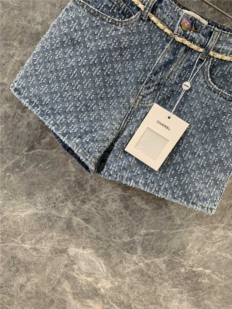 Ch**el back pocket logo denim shorts replica clothes