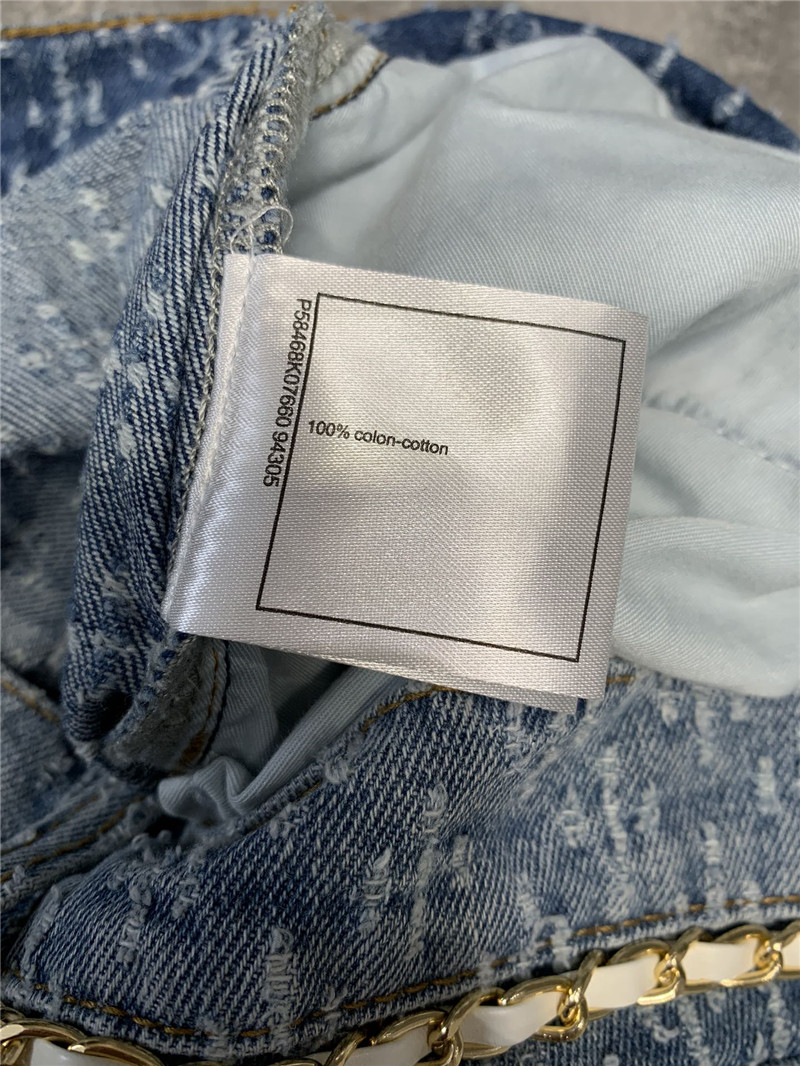 Ch**el back pocket logo denim shorts replica clothes