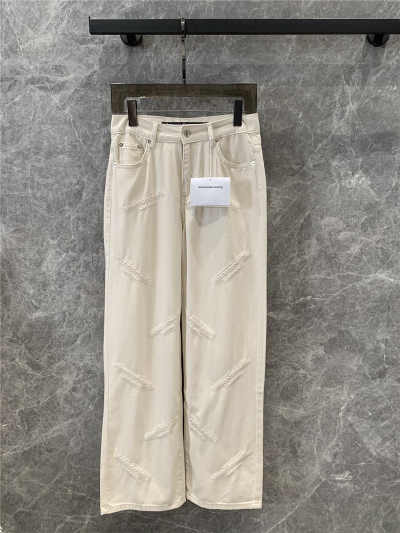 A1exa*der wang logo letter laminated denim trousers
