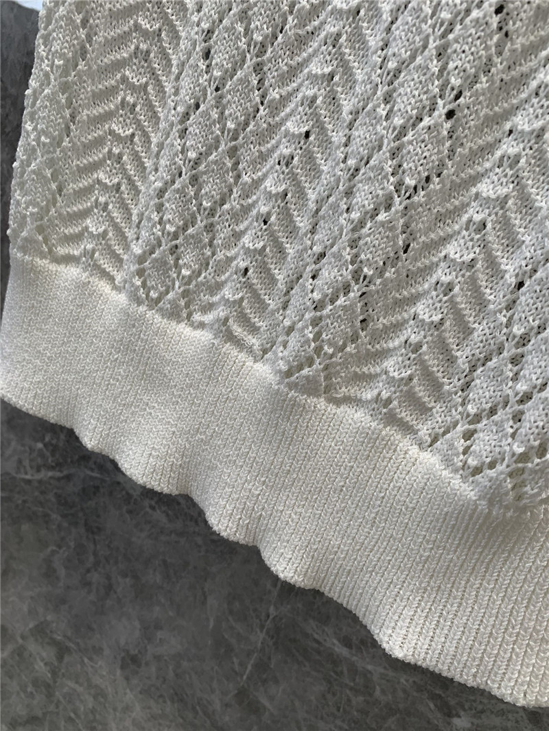 Ch**el double c rhombus hollow knitted vest replica clothes