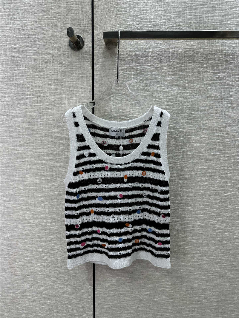 Ch**el black white striped knit tank top