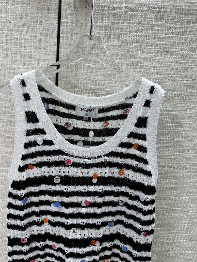 Ch**el black white striped knit tank top