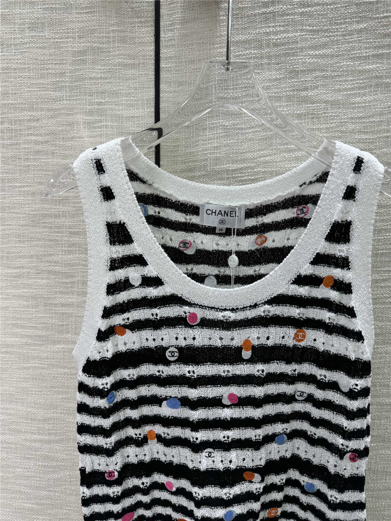 Ch**el black white striped knit tank top