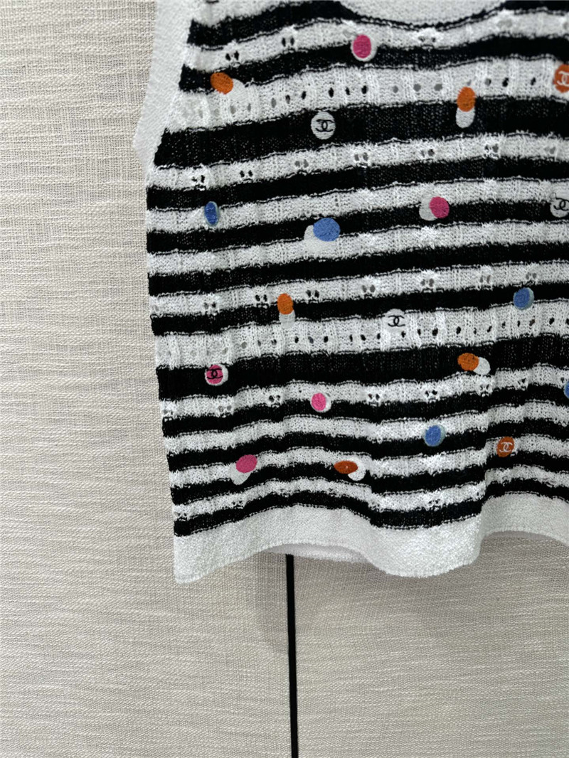 Ch**el black white striped knit tank top