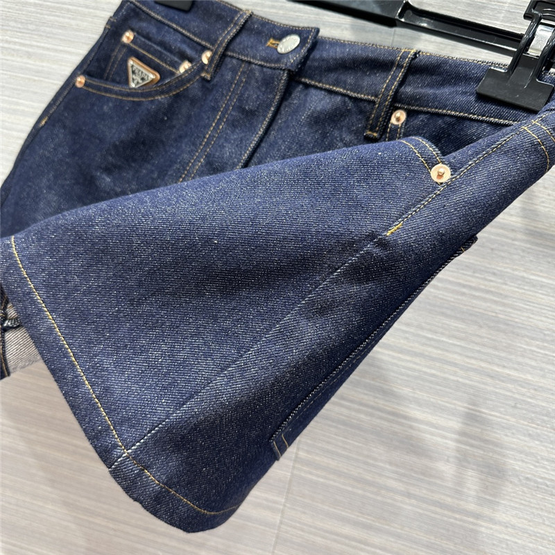 Pra*a original color denim mini skirt replica clothes