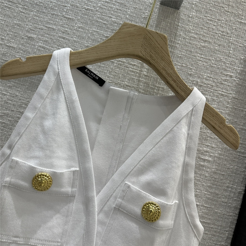 Balmain white denim buttoned dress replica clothing
