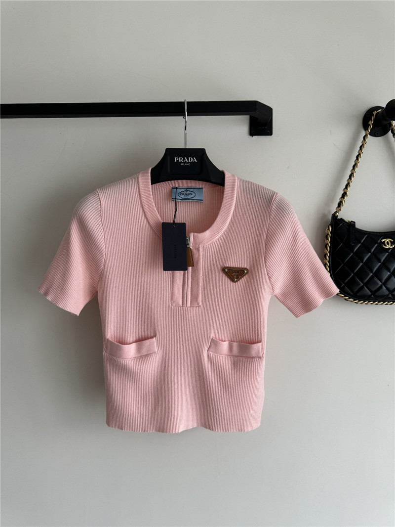 Pra*a new knitted short sleeve replica clothing sites