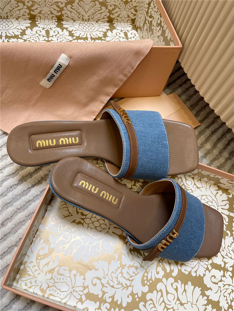 Miu Miu Denim Heels Sandals
