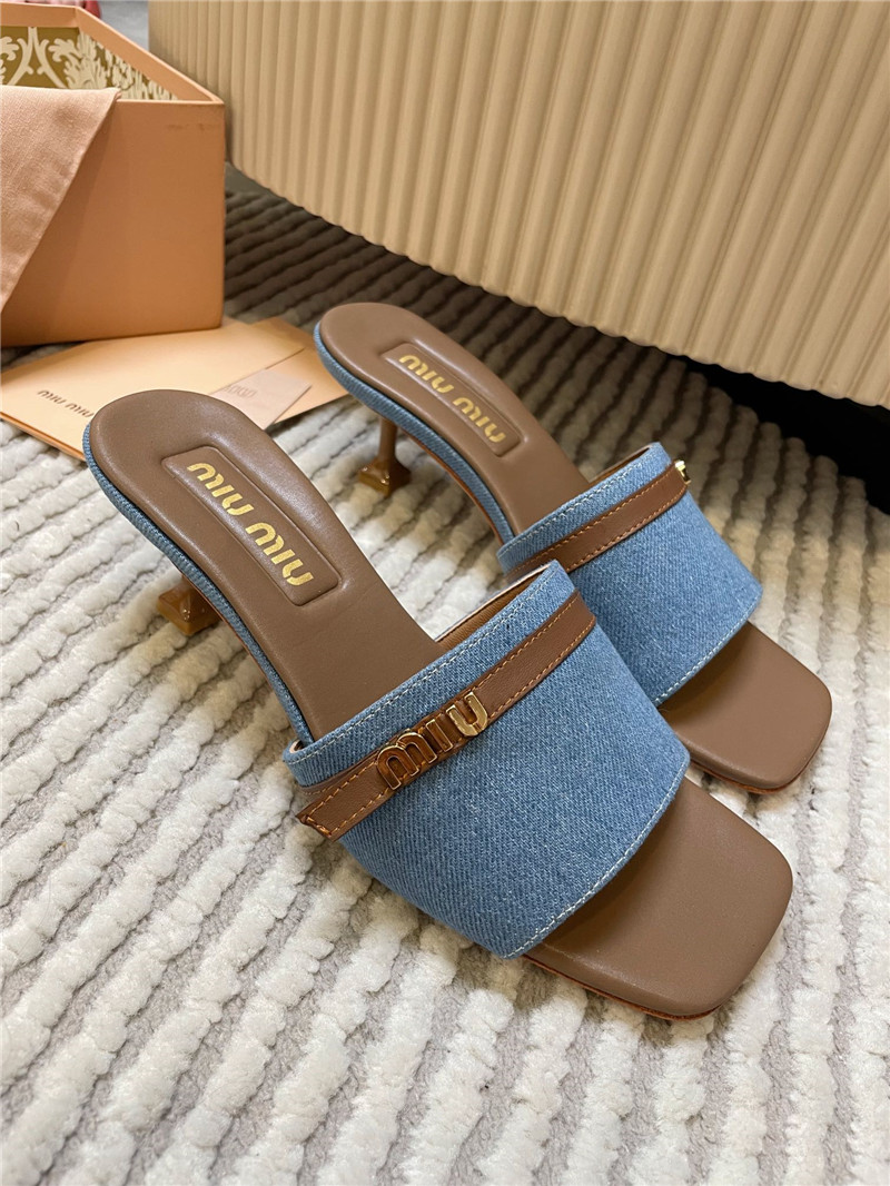 Miu Miu Denim Heels Sandals