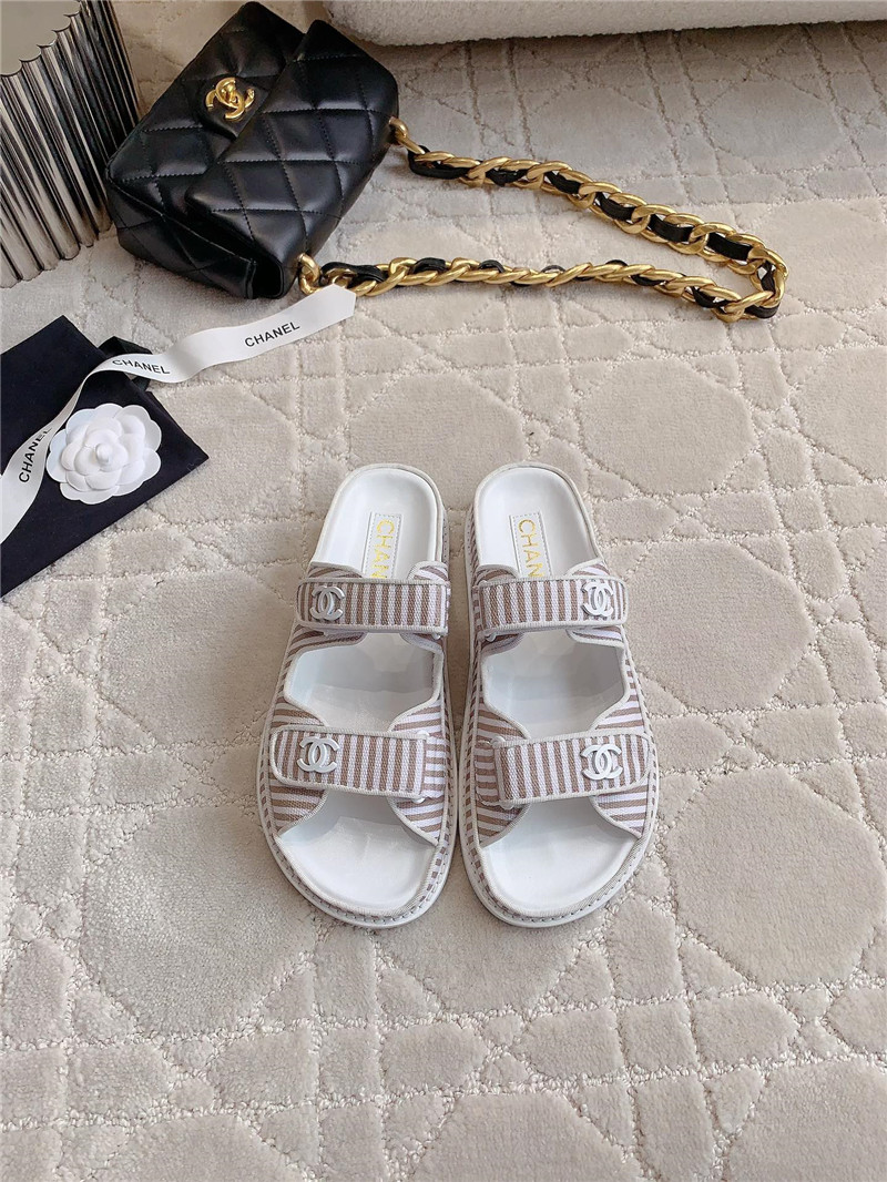 Ch**el white brown dad slides
