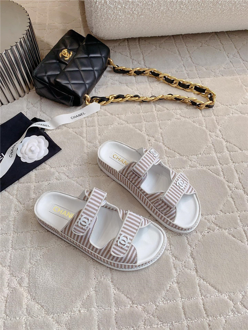 Ch**el white brown dad slides