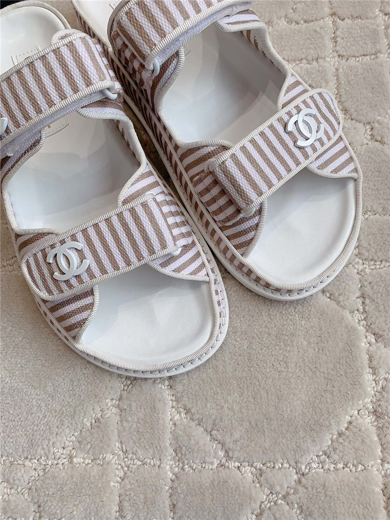 Ch**el white brown dad slides