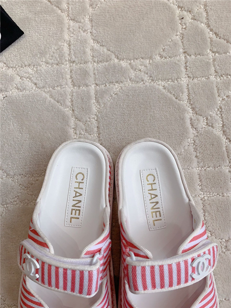 Ch**el white pink dad slides