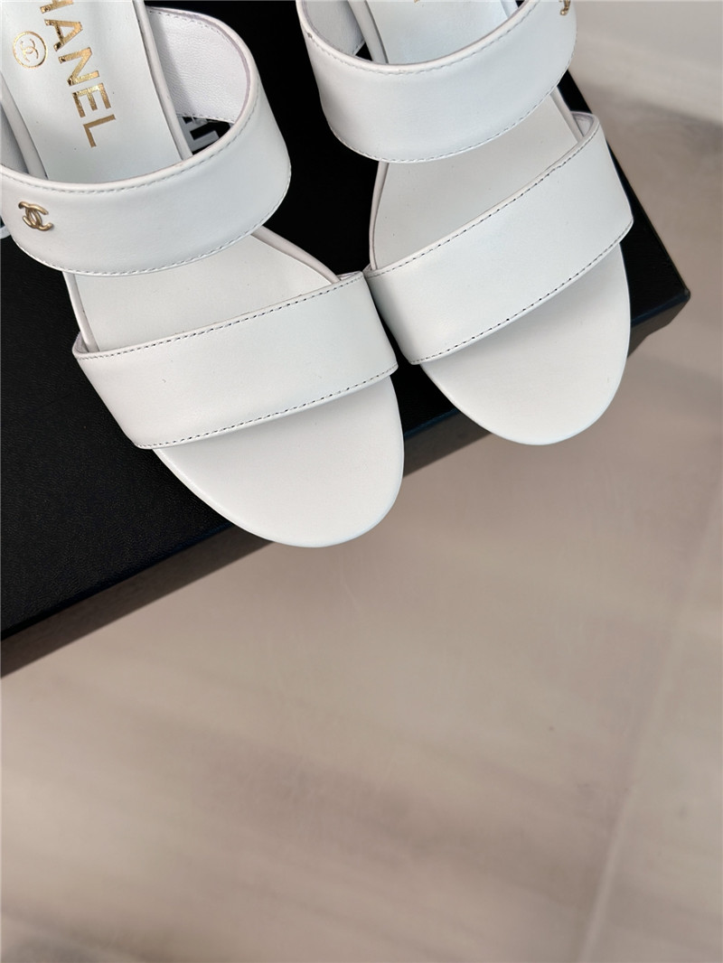 Ch**el block leather heel mule white