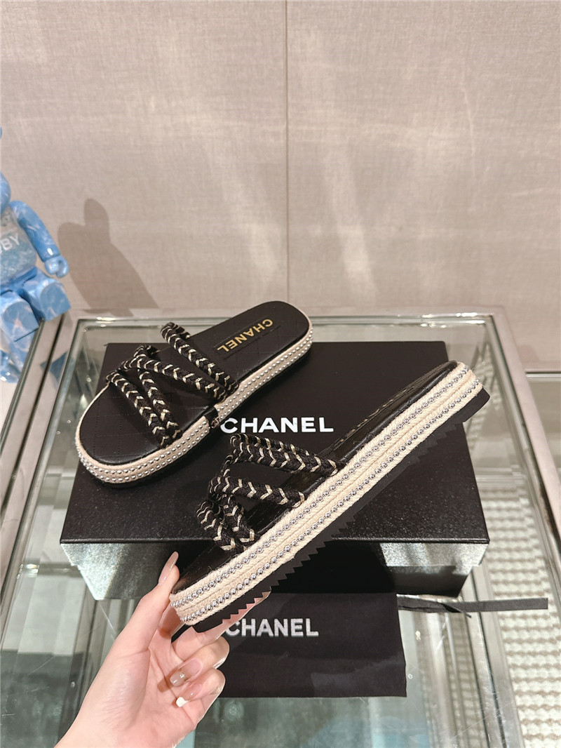 Ch**el cross rope platform slippers black