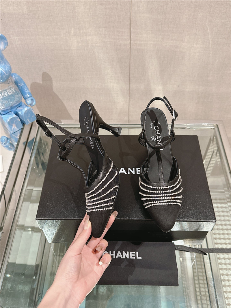 Ch**el interlocking logo t-strap pumps in black
