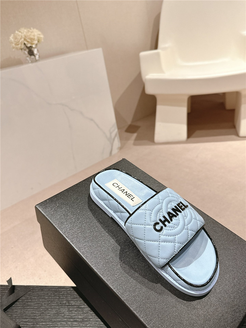 Ch**el lambskin quilted textured mules sandals