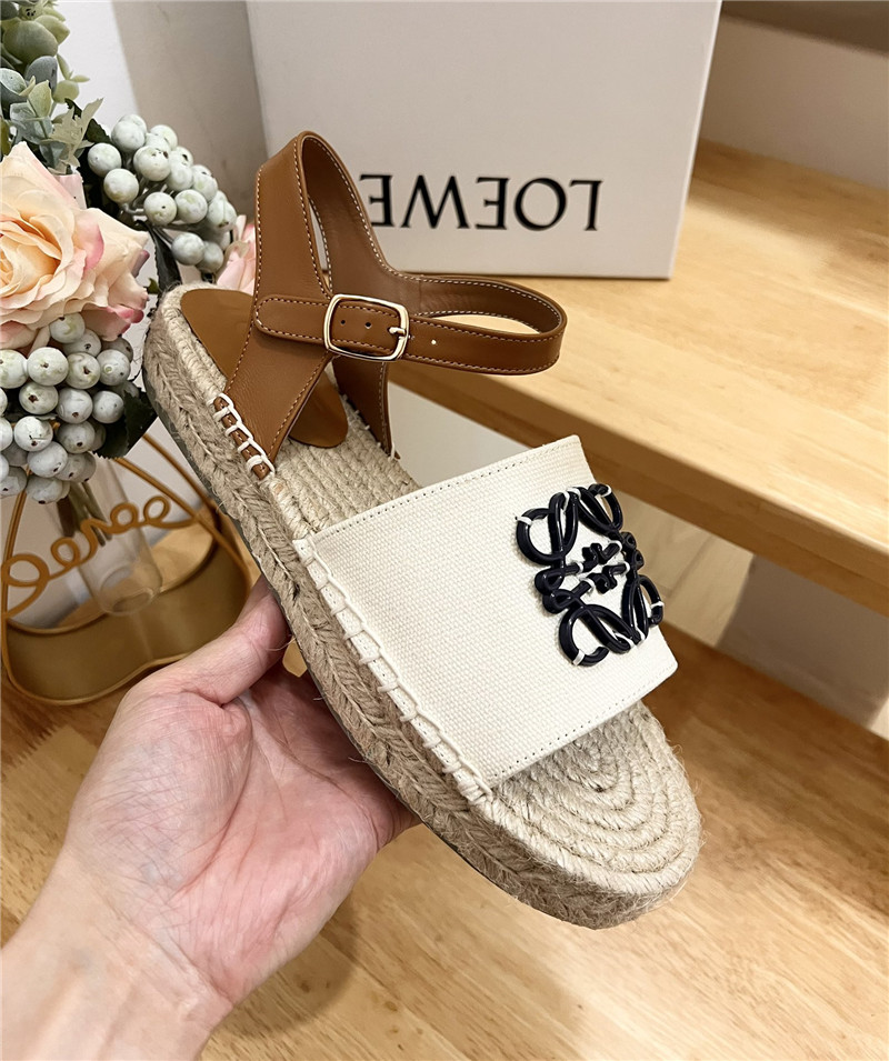L0ew* anagram canvas espadrille sandals black