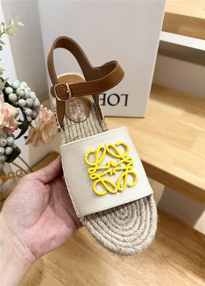 L0ew* anagram canvas espadrille sandals yellow