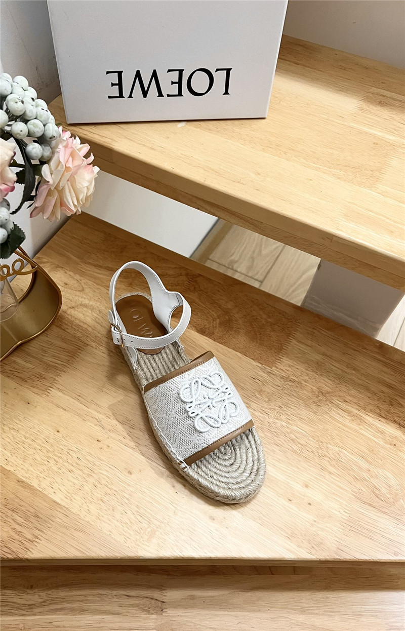 L0ew* anagram canvas espadrille sandals brown