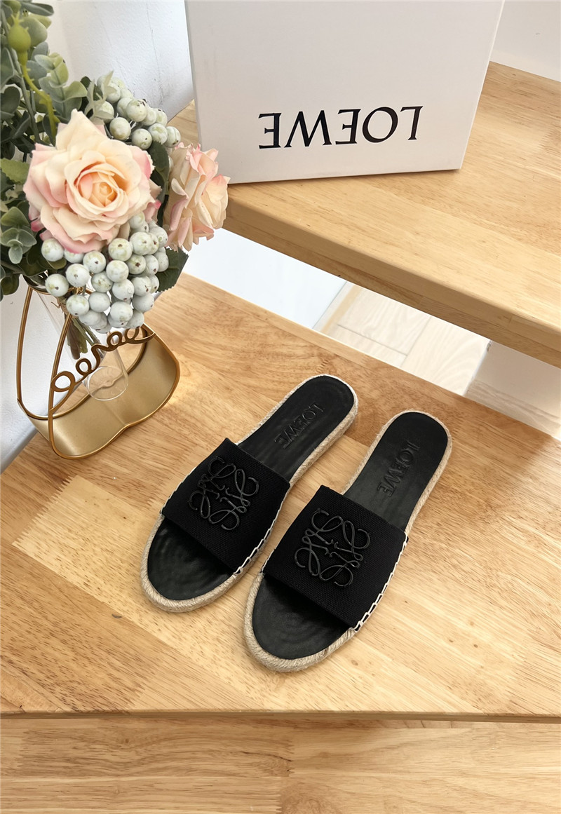 L0ew* espadrille leather slide black